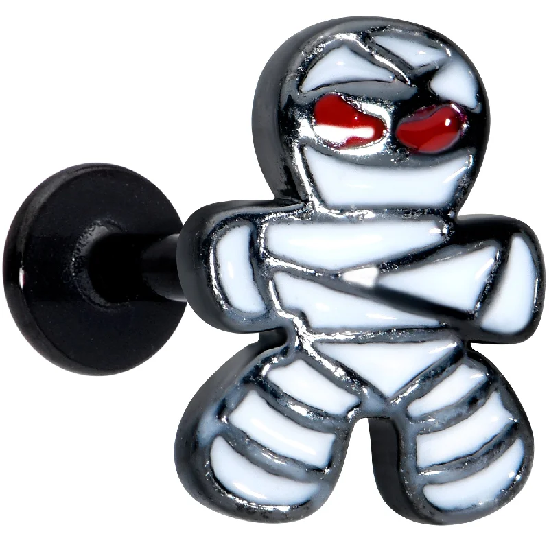 Trendy Lip Rings for Everyday Wear16 Gauge 5/16 Black Red Eye Mummy Halloween Labret Monroe Tragus