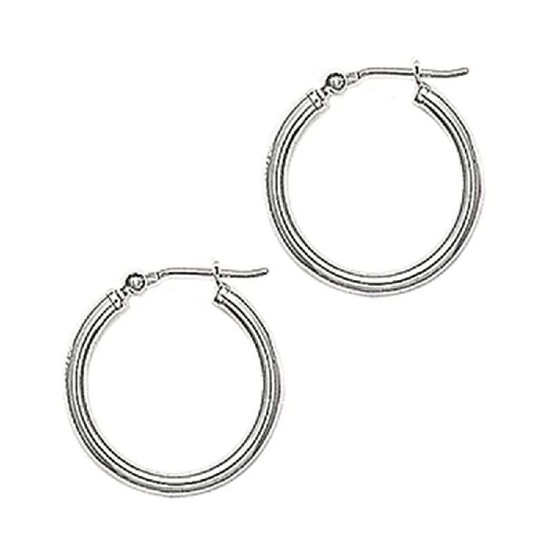 Women's Earrings – Elegant Designs for Every Personality--14KT White Gold 2mm 3/4 Inch Hoop Earrings