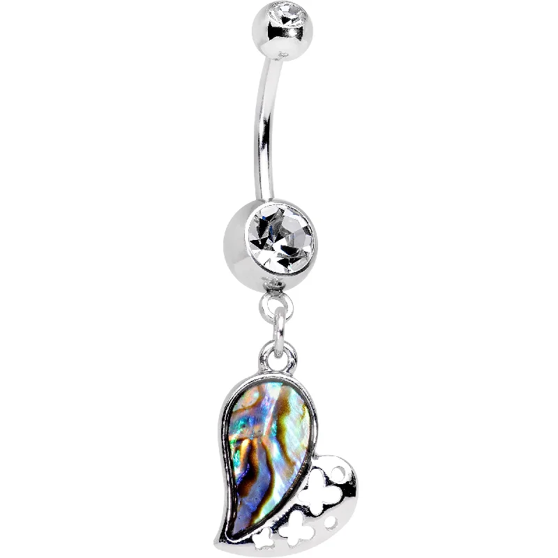 Belly Rings with Bold and Unique Stones -Clear Gem Iridescent XO Heart Dangle Belly Ring Belly Rings with Bold and Unique Stones -Clear Gem Iridescent XO Heart Dangle Belly Ring