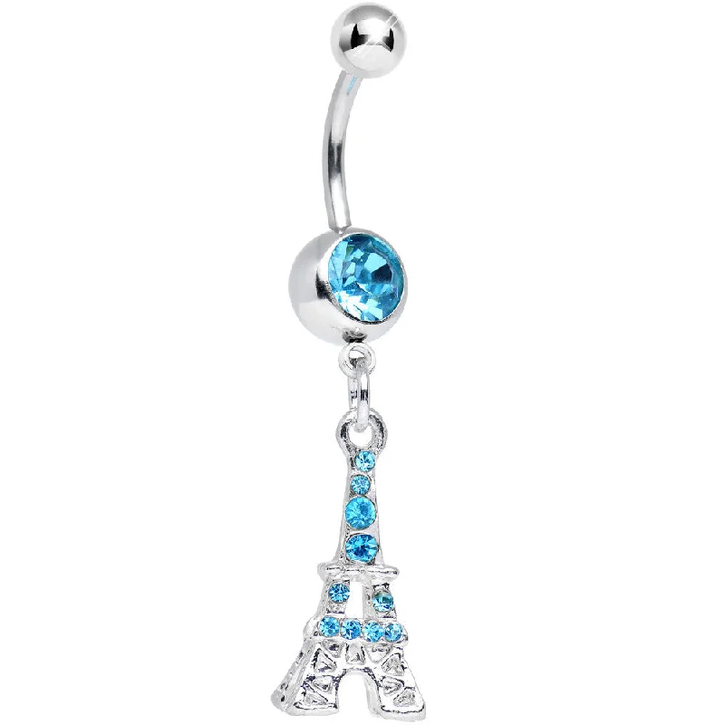Belly Rings with Unique Features for Modern Style -Aqua Gem Paris is for Love Eiffel Tower Dangle Belly Ring Belly Rings with Unique Features for Modern Style -Aqua Gem Paris is for Love Eiffel Tower Dangle Belly Ring