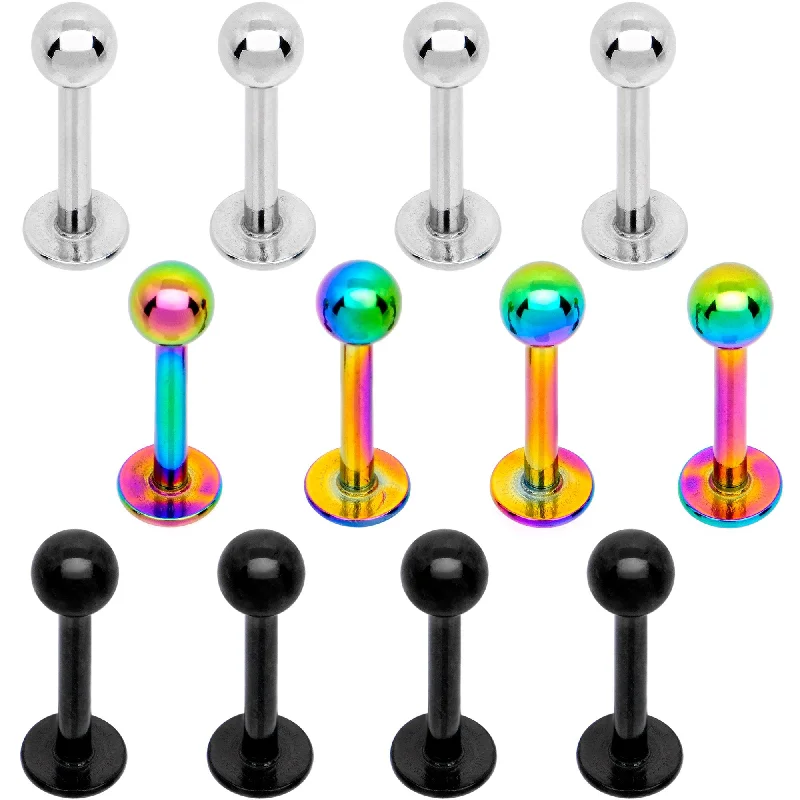Designer Lip Rings for Bold Fashion Statements16 Gauge 5/16 Rainbow Black PVD Pack Set of 12 Labret Monroe