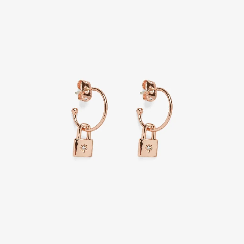 Women's Earrings – Elegant Designs for Every Personality--Rose Gold Lock Hoop Earrings