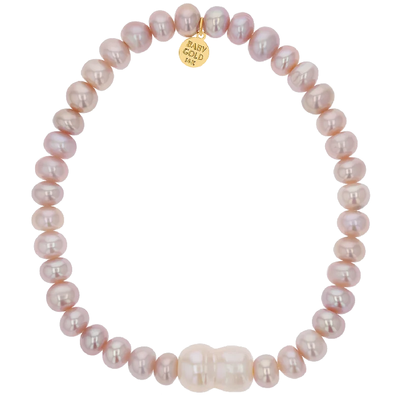 Classic Cuff Bracelets for Men with Simple Styles-Blush Pearl Stretch Bead Bracelet