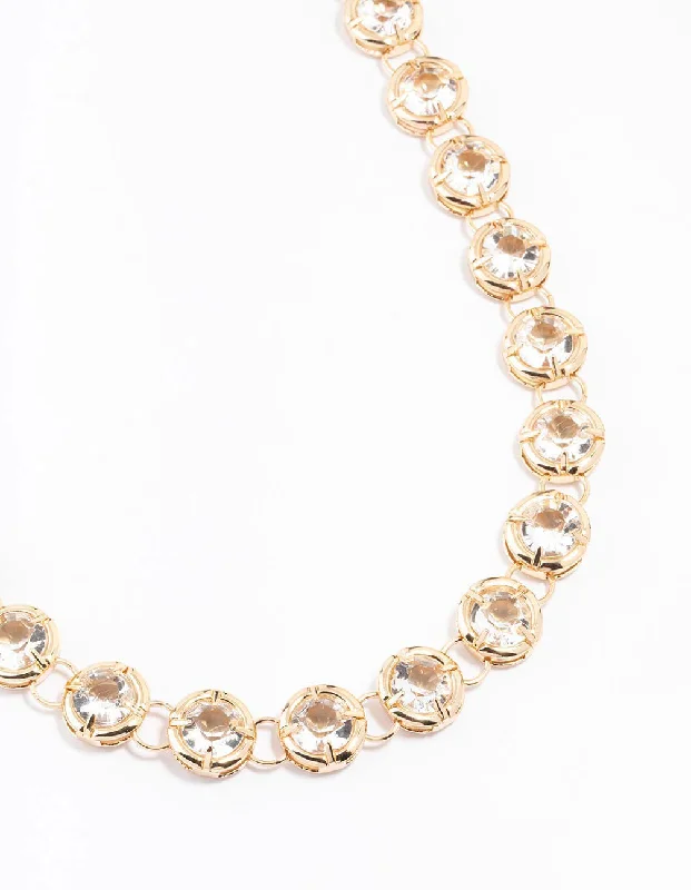 Shop Classic Women's Necklaces & Pendants with a Modern Twist-Gold Diamante Statement Necklace Shop Classic Women's Necklaces & Pendants with a Modern Twist-Gold Diamante Statement Necklace