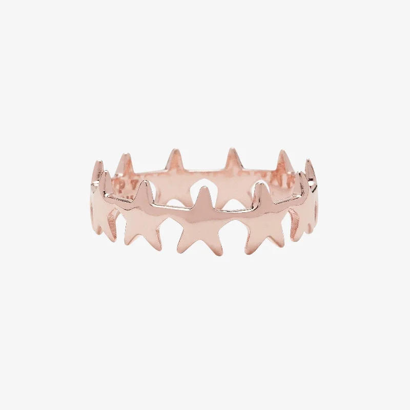 Chic Women's Rings for Fashion-Forward Looks-Rose Gold Seeing Stars Band Ring