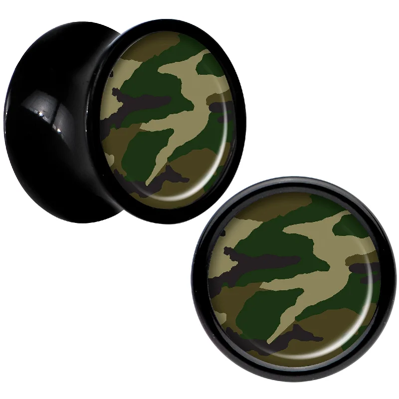 Women's Earrings – Elegant Designs for Every Personality--Black Acrylic Woodland Camo Print Saddle Plug Set 0 Gauge Women's Earrings – Elegant Designs for Every Personality--Black Acrylic Woodland Camo Print Saddle Plug Set 0 Gauge