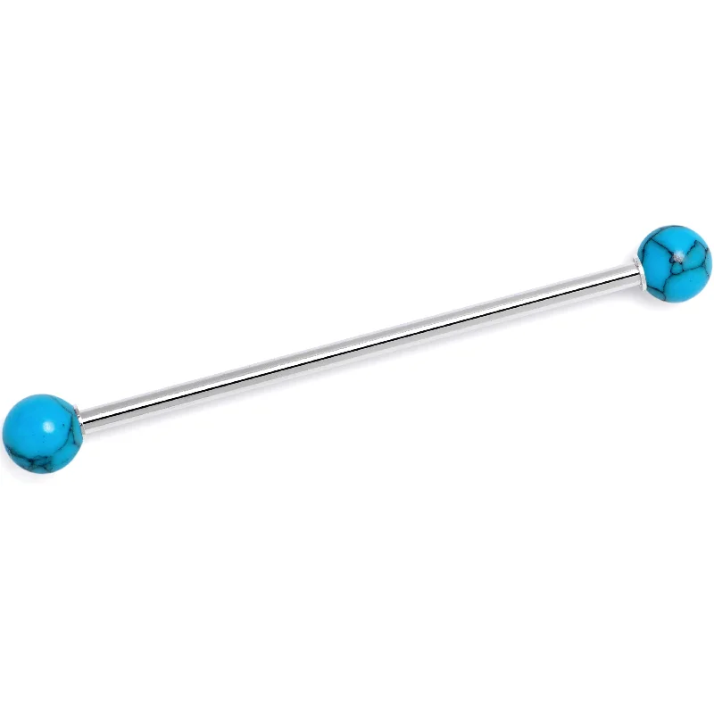 Women's Earrings – Elegant Designs for Every Personality--14 Gauge Blue Turquoise Natural Stone Industrial Barbell 38mm Women's Earrings – Elegant Designs for Every Personality--14 Gauge Blue Turquoise Natural Stone Industrial Barbell 38mm