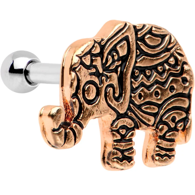 Women's Earrings – Elegant Designs for Every Personality--16 Gauge 1/4 Rose Gold Tone Boho Elephant Tragus Cartilage Earring Women's Earrings – Elegant Designs for Every Personality--16 Gauge 1/4 Rose Gold Tone Boho Elephant Tragus Cartilage Earring