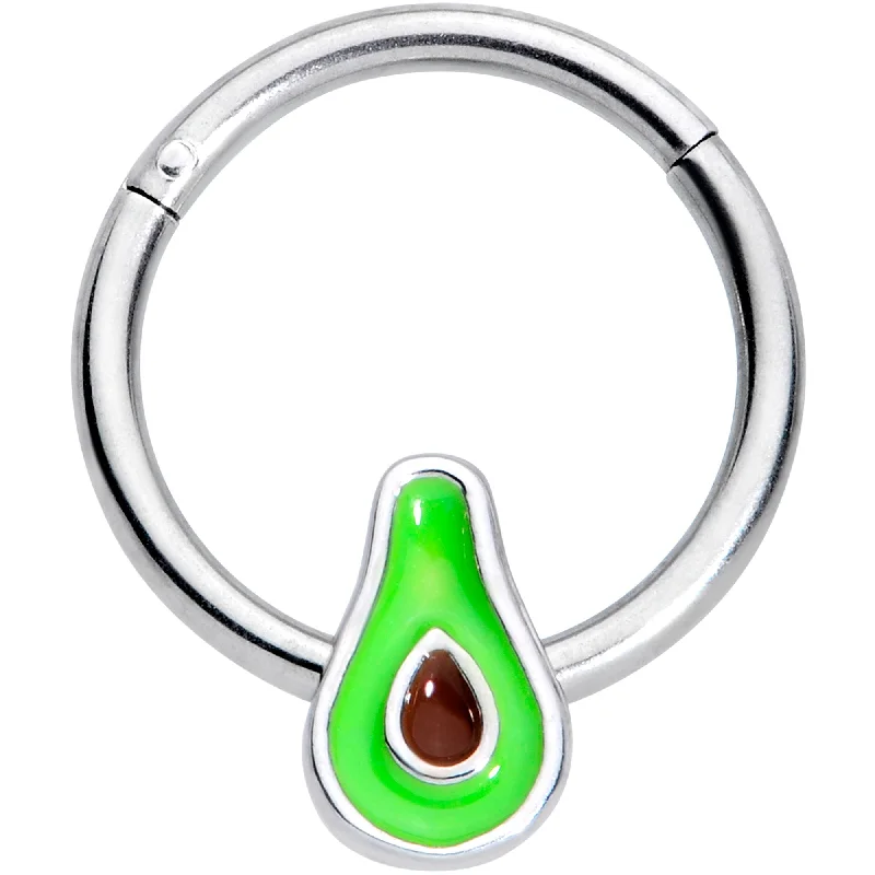 Trendy Nose Rings for Boho Look -16 Gauge 3/8 Groovy Green Avocado Fruit Hinged Segment Ring Trendy Nose Rings for Boho Look -16 Gauge 3/8 Groovy Green Avocado Fruit Hinged Segment Ring