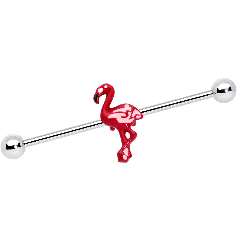 Women's Earrings – Elegant Designs for Every Personality--14 Gauge Red Pink Flamingo Industrial Barbell 38mm Women's Earrings – Elegant Designs for Every Personality--14 Gauge Red Pink Flamingo Industrial Barbell 38mm