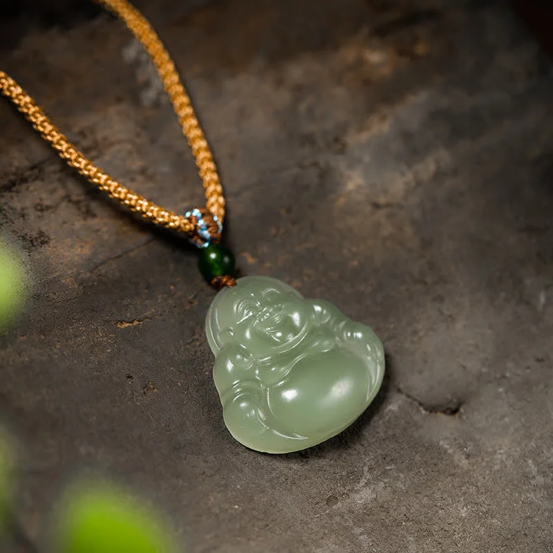 Shop Classic Women's Necklaces & Pendants with a Modern Twist-Buddha Stones Laughing Buddha Jade Lotus Prosperity String Necklace Pendant Shop Classic Women's Necklaces & Pendants with a Modern Twist-Buddha Stones Laughing Buddha Jade Lotus Prosperity String Necklace Pendant