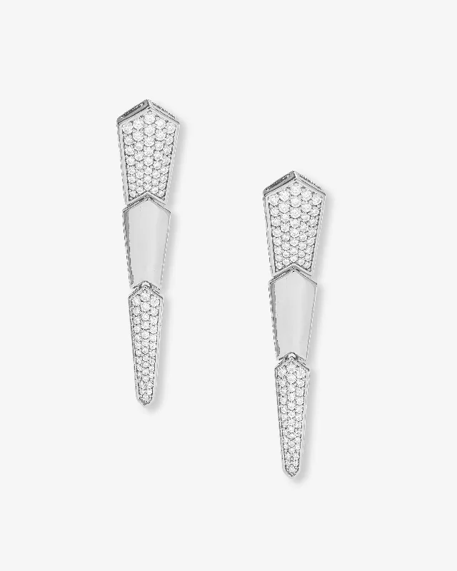 Women's Earrings – Elegant Designs for Every Personality--Pavé XL Serpent Drop Earrings - Silver|White Diamondettes Women's Earrings – Elegant Designs for Every Personality--Pavé XL Serpent Drop Earrings - Silver|White Diamondettes