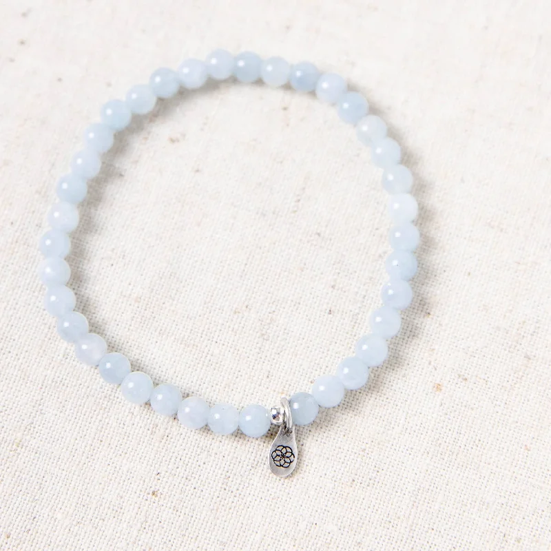 Custom Engraved Bangles for Women-Aquamarine Energy Bracelet