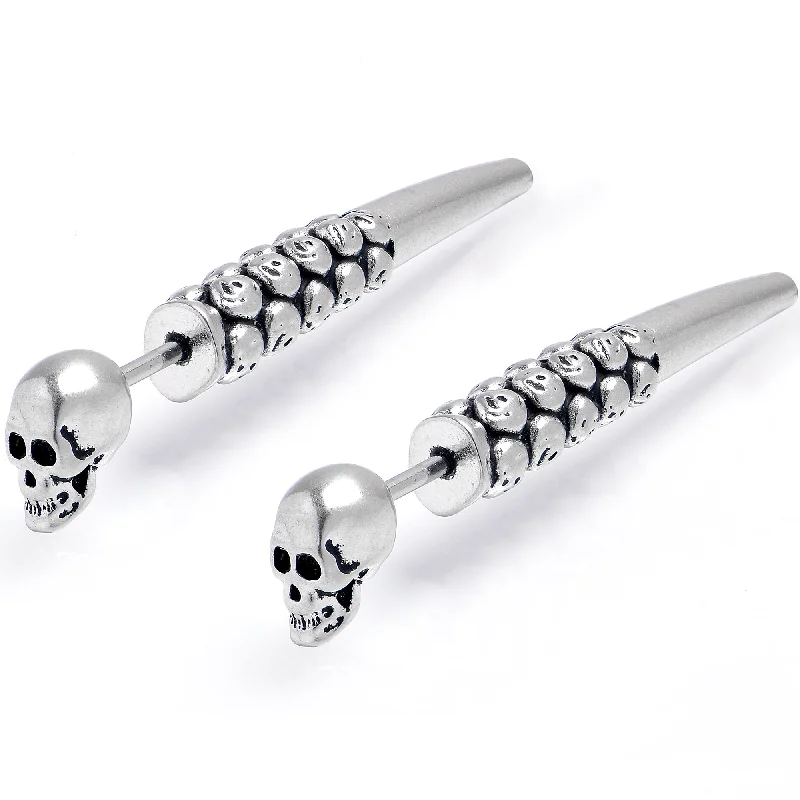 Women's Earrings – Elegant Designs for Every Personality--Skull Head Stainless Steel Screw Taper Cheater Plug Set