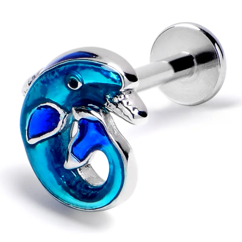 Trendy Lip Rings for Everyday Use16 Gauge 5/16 Dolphin Blue Beauty Labret Monroe Tragus