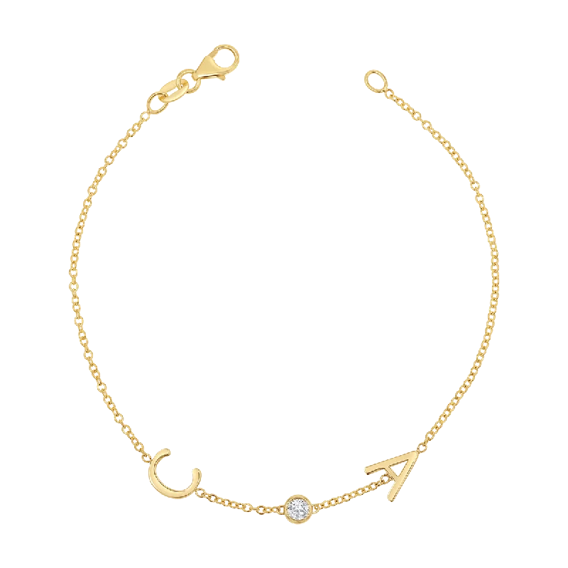 Men's Personalized Stone Bracelets-Diamond Bezel Multi Initial Bracelet