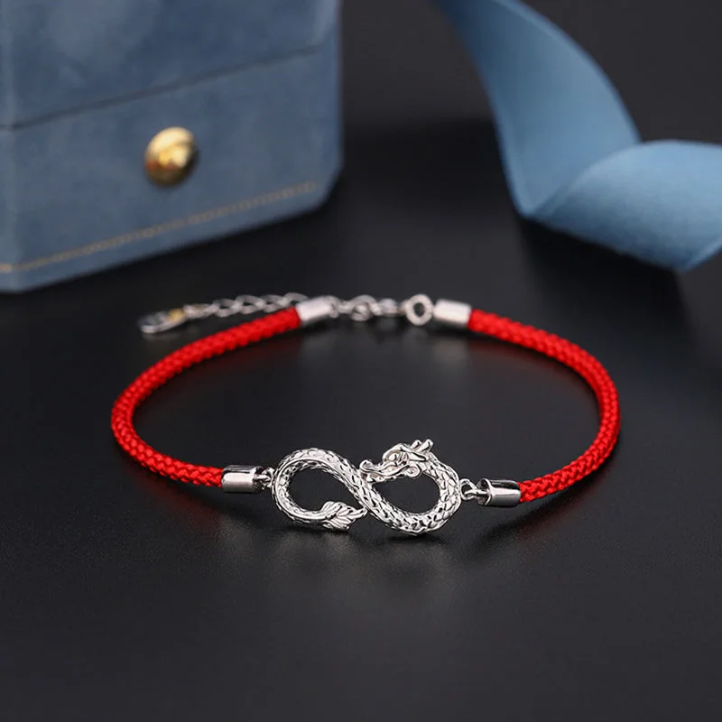 Affordable Silver Bracelets for Men-Buddha Stones Year Of The Dragon 999 Sterling Silver Endless Knot Luck Protection Bracelet Affordable Silver Bracelets for Men-Buddha Stones Year Of The Dragon 999 Sterling Silver Endless Knot Luck Protection Bracelet