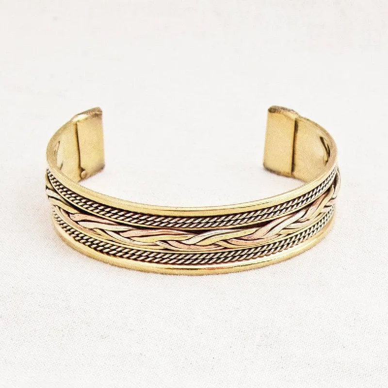 Unique Gemstone Bangles for Women-Tibetan Handcrafted Copper Braided Rope Healing Bracelet