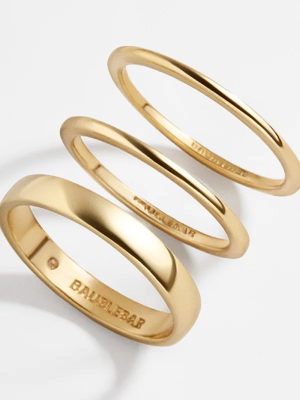 Chic Women's Rings for Fashion-Forward Looks-Tris 18K Gold Ring Set - Gold