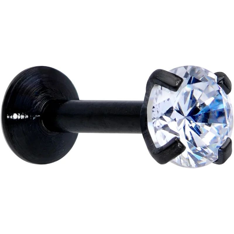 Lip Rings with Precious Gemstones18 Gauge 1/4 CZ Gem Black 3mm Threadless Push In Labret Tragus Lip Rings with Precious Gemstones18 Gauge 1/4 CZ Gem Black 3mm Threadless Push In Labret Tragus