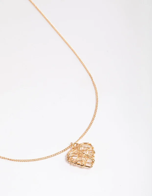 Shop Classic Women's  Necklaces & Pendants with a Modern Twist-Gold Wrapped Heart Pendant Necklace