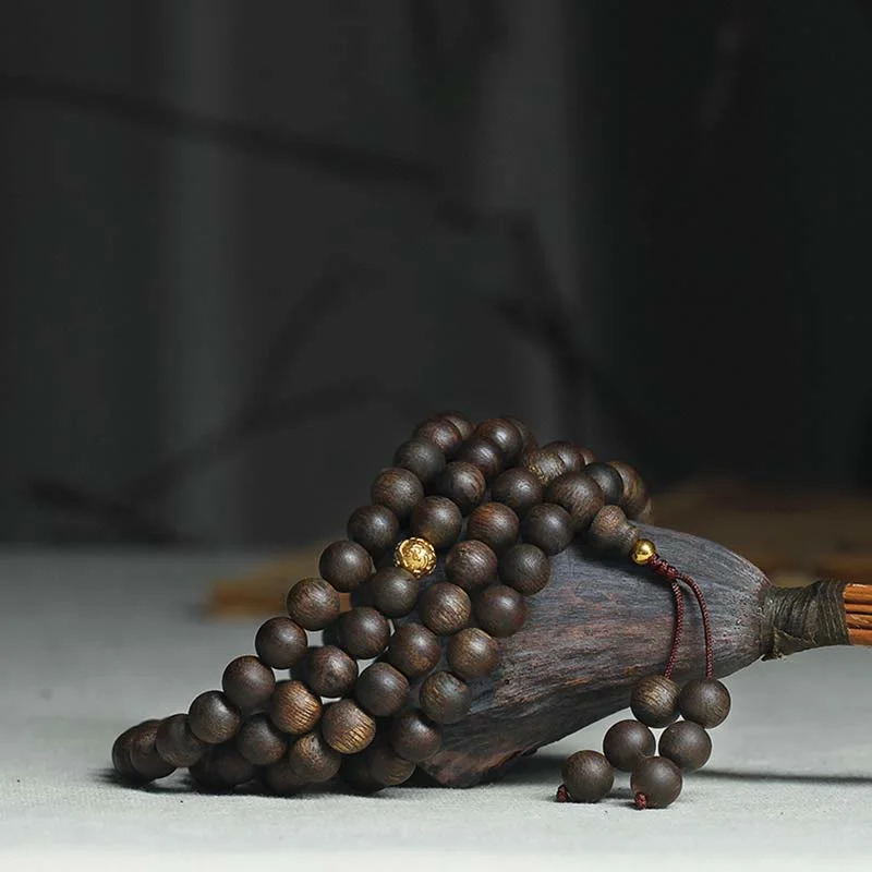 Beaded Bracelets with Silver Details for Men-Buddha Stones 108 Mala Beads 999 Pure Gold Beads Rare Brunei Agarwood Peace Strength Bracelet Beaded Bracelets with Silver Details for Men-Buddha Stones 108 Mala Beads 999 Pure Gold Beads Rare Brunei Agarwood Peace Strength Bracelet