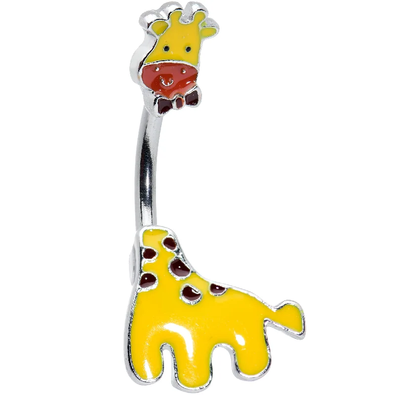 Trendy Belly Rings for Chic Fashion -Yellow Red Bow Tie Giraffe Double Mount Belly Ring Trendy Belly Rings for Chic Fashion -Yellow Red Bow Tie Giraffe Double Mount Belly Ring