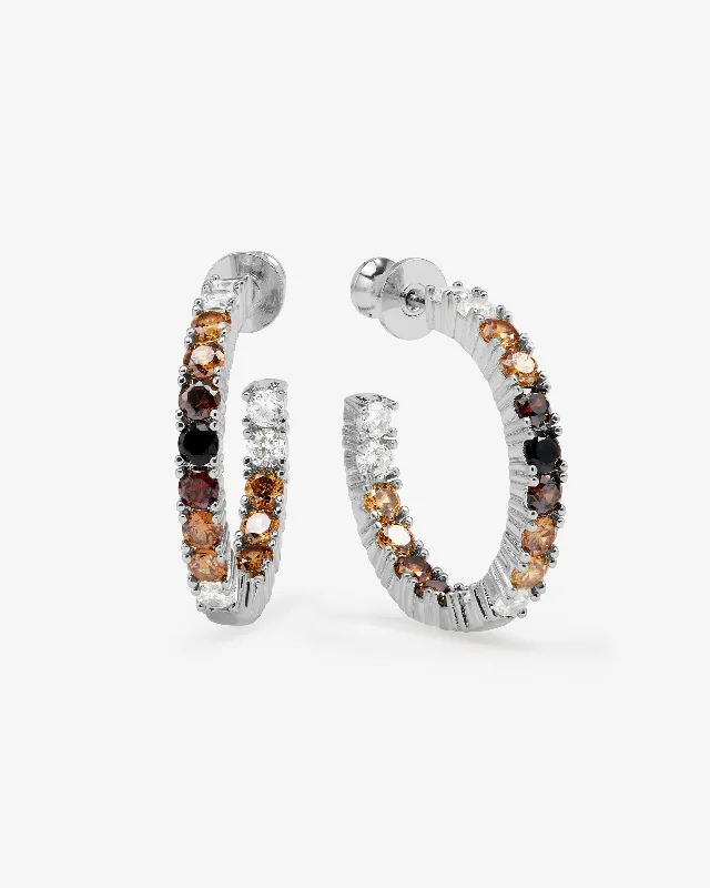 Women's Earrings – Elegant Designs for Every Personality--Heiress Ombré Hoops 1" - Silver|Chocolate Ombré Women's Earrings – Elegant Designs for Every Personality--Heiress Ombré Hoops 1" - Silver|Chocolate Ombré