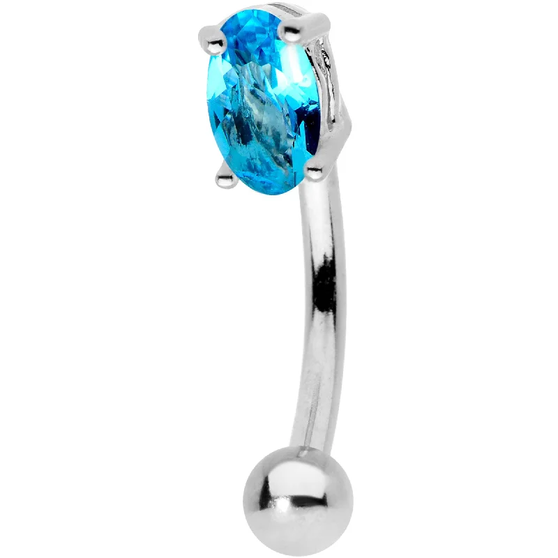 Women's Earrings – Elegant Designs for Every Personality--5/16 Blue CZ Gem Big Bling Curved Eyebrow Ring Women's Earrings – Elegant Designs for Every Personality--5/16 Blue CZ Gem Big Bling Curved Eyebrow Ring
