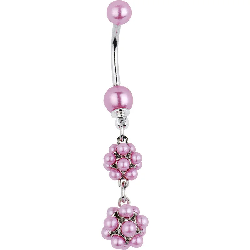 Comfortable Belly Rings for Easy Wear -Pink Duality Dapper Drop Faux Pearl Belly Ring Comfortable Belly Rings for Easy Wear -Pink Duality Dapper Drop Faux Pearl Belly Ring