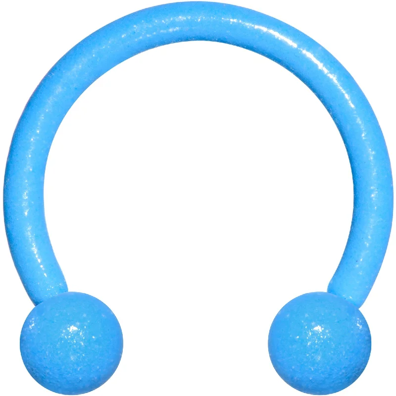 Women's Earrings – Elegant Designs for Every Personality--16 Gauge 3/8 Blue Glow In The Dark Effect Horseshoe Curved Barbell