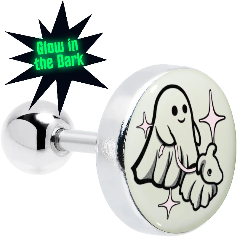 Women's Earrings – Elegant Designs for Every Personality--16 Gauge 1/4 Glow in the Dark Halloween Ghost Dog Walker Tragus Cartilage Earring