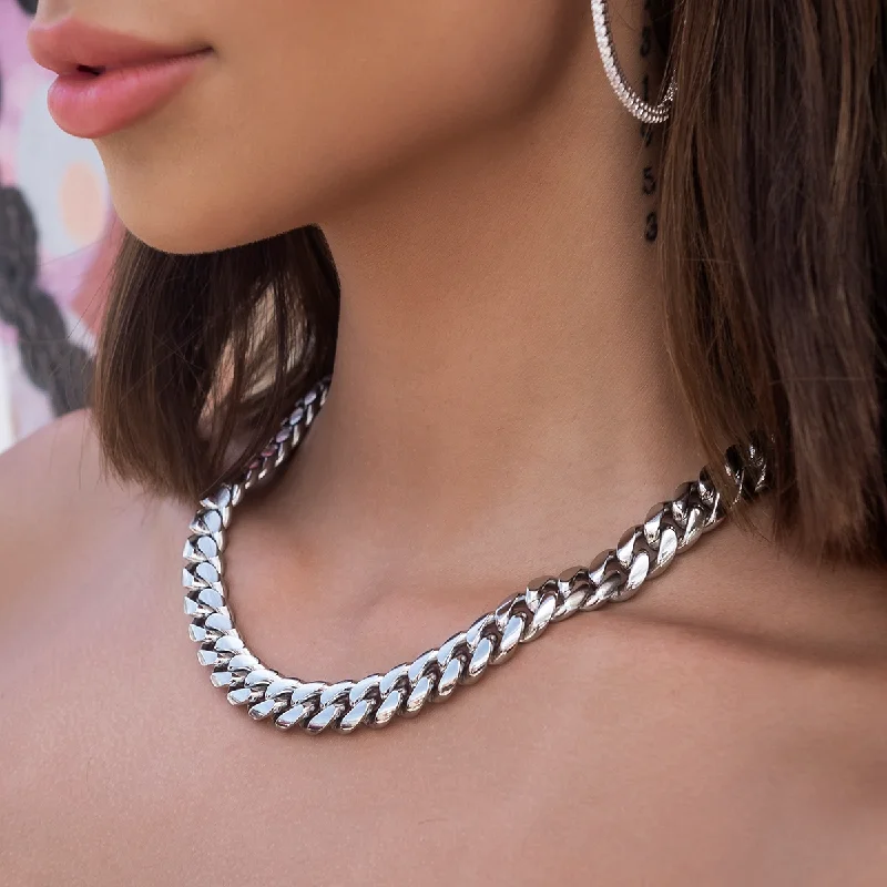 Shop Classic Women's Necklaces & Pendants with a Modern Twist-GLD Signature Cuban in White Gold- 12mm Shop Classic Women's Necklaces & Pendants with a Modern Twist-GLD Signature Cuban in White Gold- 12mm