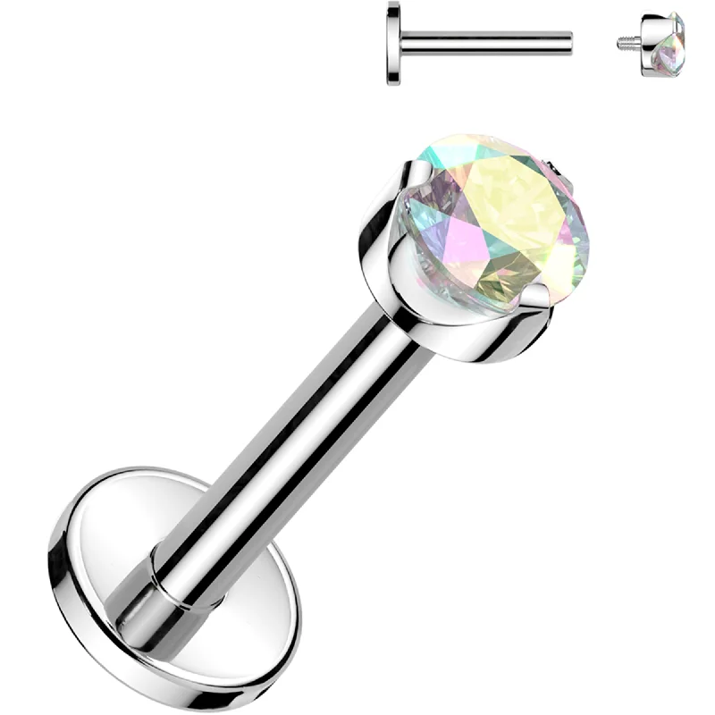 Women's Earrings – Elegant Designs for Every Personality--16 Gauge 5/16 3mm Aurora CZ Round Medical Grade Titanium Flat Back Earring