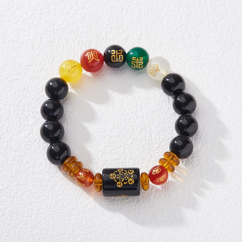 Bracelets for Men with Meaningful Charms-Buddha Stones Five Elements Black Onyx Red Agate Wisdom Wealth Bracelet Bracelets for Men with Meaningful Charms-Buddha Stones Five Elements Black Onyx Red Agate Wisdom Wealth Bracelet