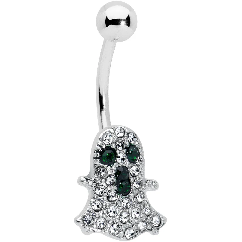 Beautiful Belly Rings for Special Occasions -Clear Black Gem Halloween Scary Ghost Belly Ring Beautiful Belly Rings for Special Occasions -Clear Black Gem Halloween Scary Ghost Belly Ring
