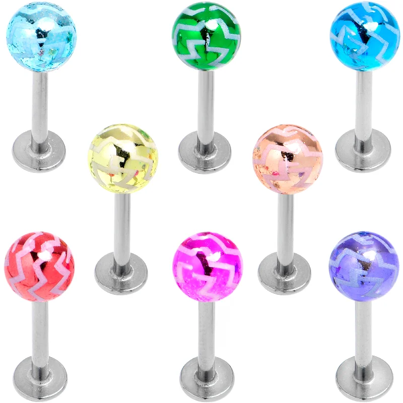 Lip Rings for Unique Fashion Choices16 Gauge 5/16 Zigzag Multicolor Ends Labret Monroe Tragus Set of 8