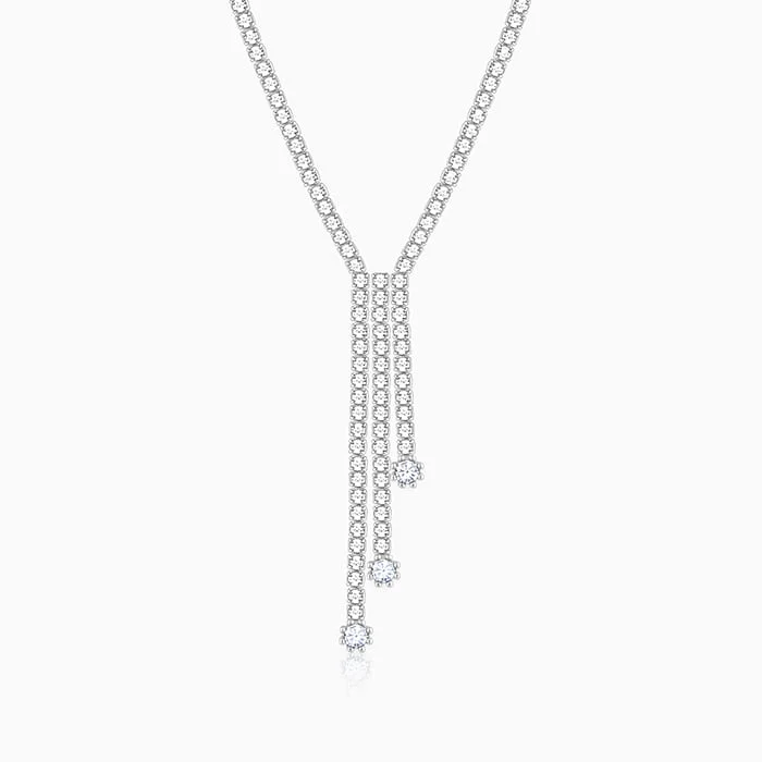 Shop Classic Women's Necklaces & Pendants with a Modern Twist-Silver Zirconia Lariat Necklace Shop Classic Women's Necklaces & Pendants with a Modern Twist-Silver Zirconia Lariat Necklace