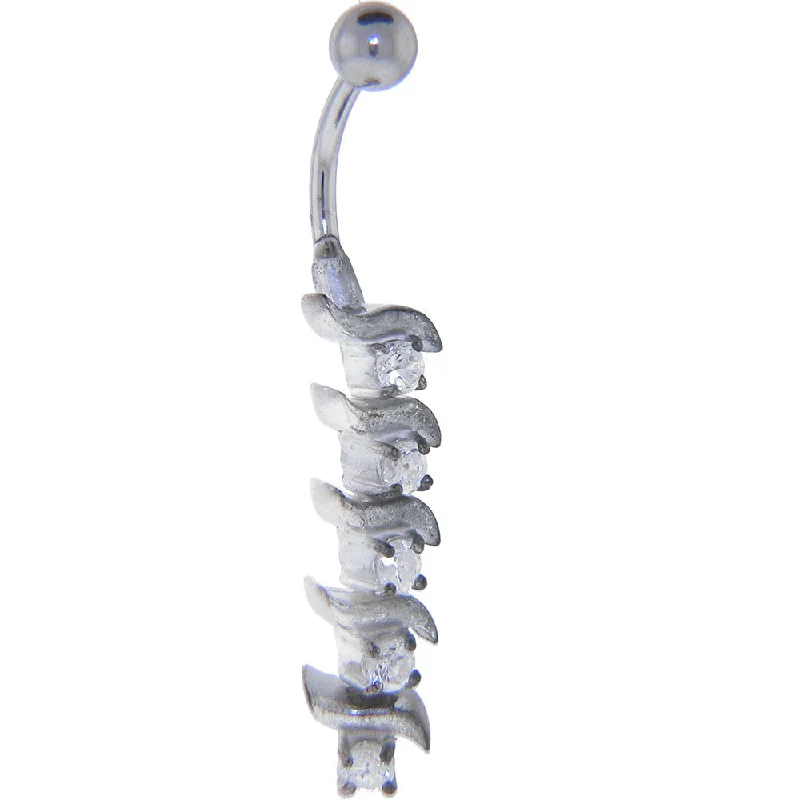 Trendy Belly Rings for Elegant Style -Sterling Silver 925 Crystalline SWAG DROP GEM Belly Ring Trendy Belly Rings for Elegant Style -Sterling Silver 925 Crystalline SWAG DROP GEM Belly Ring