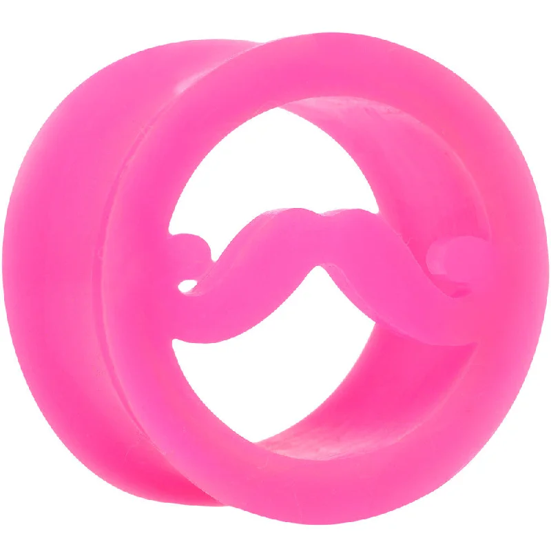 Women's Earrings – Elegant Designs for Every Personality--18mm Pink Silicone Dapper Mustache Tunnel Plug Women's Earrings – Elegant Designs for Every Personality--18mm Pink Silicone Dapper Mustache Tunnel Plug