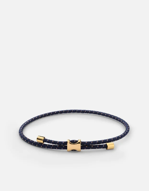 Men's Adjustable Leather Bracelets with Charms-Orson Pull Bungee Rope Bracelet, Gold Vermeil Men's Adjustable Leather Bracelets with Charms-Orson Pull Bungee Rope Bracelet, Gold Vermeil