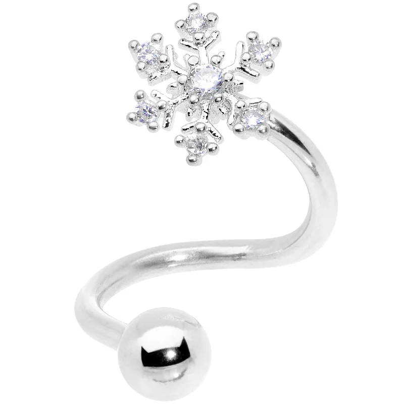 Women's Earrings – Elegant Designs for Every Personality--Clear CZ Gem Snowflake Christmas Spiral Twister Belly Ring