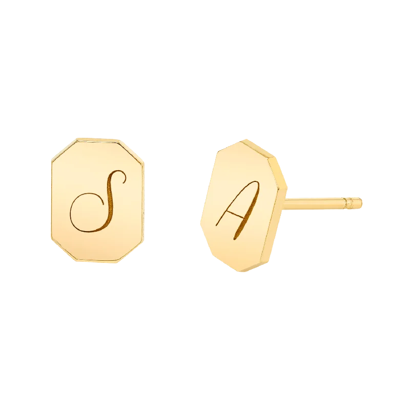 Women's Earrings – Elegant Designs for Every Personality--Engravable Initial Tag Earrings