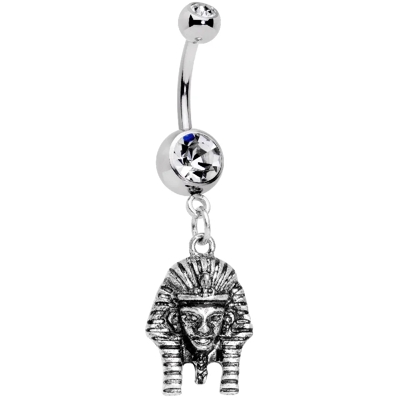 Trendy Belly Rings for Every Fashionista -Clear Gem Mighty Pharaoh Dangle Belly Ring Trendy Belly Rings for Every Fashionista -Clear Gem Mighty Pharaoh Dangle Belly Ring