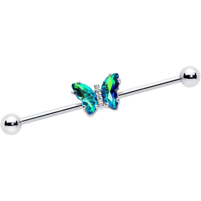 Women's Earrings – Elegant Designs for Every Personality--14 Gauge Green CZ Gem Simply Colorful Butterfly Industrial Barbell 38mm Women's Earrings – Elegant Designs for Every Personality--14 Gauge Green CZ Gem Simply Colorful Butterfly Industrial Barbell 38mm