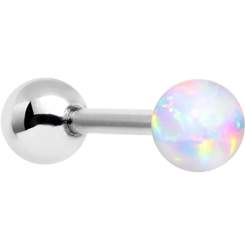 Women's Earrings – Elegant Designs for Every Personality--16 Gauge 5/16 Steel White Imitation Opal Ball Cartilage Earring