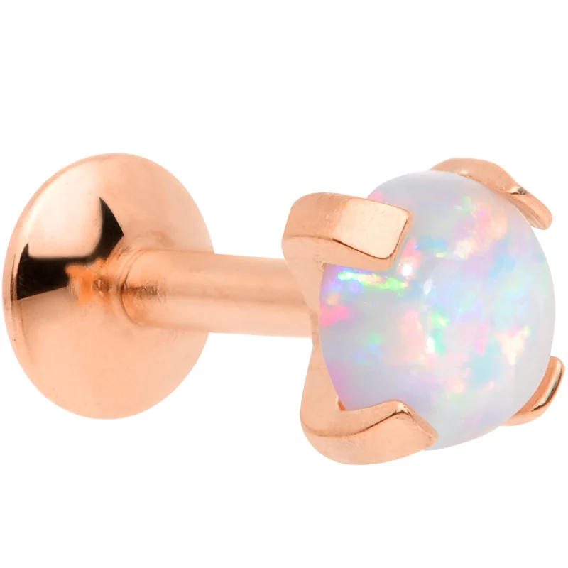 Comfortable and Trendy Lip Rings16G 1/4 4mm Syn Opal Rose Gold G23 Titanium Internal Thread Labret Comfortable and Trendy Lip Rings16G 1/4 4mm Syn Opal Rose Gold G23 Titanium Internal Thread Labret