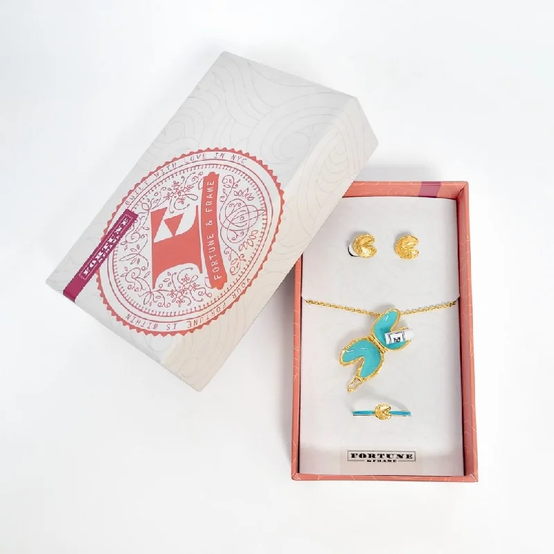 Shop Classic Women's Necklaces & Pendants with a Modern Twist-Fortune Cookie Gift Set (Aquamarine) - Gold Shop Classic Women's Necklaces & Pendants with a Modern Twist-Fortune Cookie Gift Set (Aquamarine) - Gold