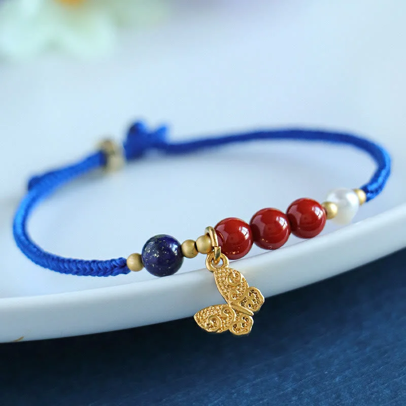 Gem-Studded Wedding Bangles for Women-Buddha Stones Klein Blue String South Red Agate Garnet Blue Aventurine Lazurite Copper Butterfly Fu Character Positive Bracelet Gem-Studded Wedding Bangles for Women-Buddha Stones Klein Blue String South Red Agate Garnet Blue Aventurine Lazurite Copper Butterfly Fu Character Positive Bracelet