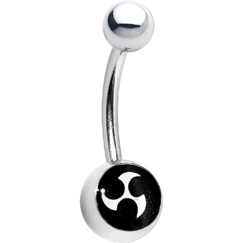 Stylish Belly Rings with Radiant Stones -Stainless Steel Okinawa Logo Belly Ring